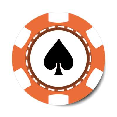 spade card suit poker chip orange stickers, magnet