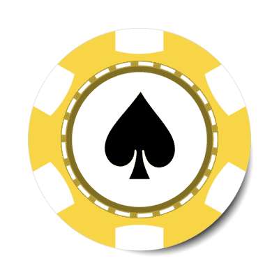 spade card suit poker chip yellow stickers, magnet