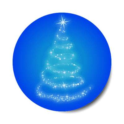 sparkle spiral christmas tree abstract blue stickers, magnet