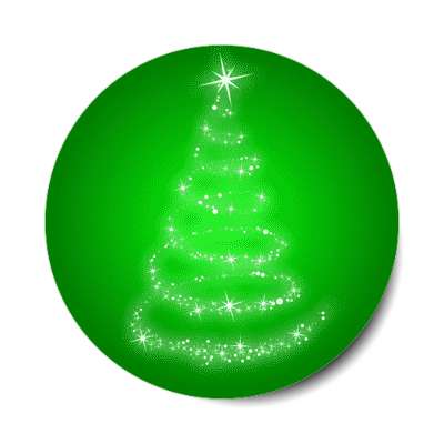 sparkle spiral christmas tree abstract green stickers, magnet