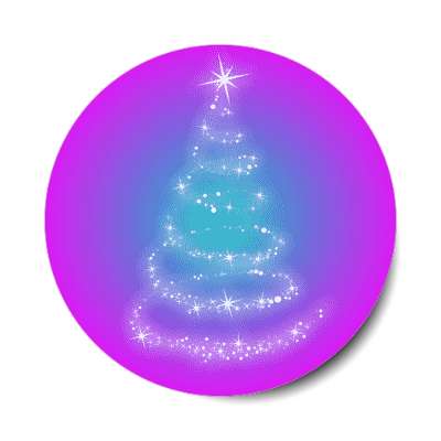 sparkle spiral christmas tree abstract magenta stickers, magnet