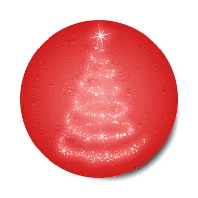 sparkle spiral christmas tree abstract red stickers, magnet