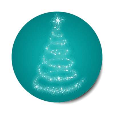 sparkle spiral christmas tree abstract teal stickers, magnet
