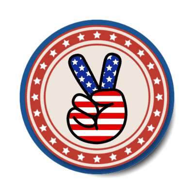 stars circle peace hand sign grey us flag stars stripes stickers, magnet