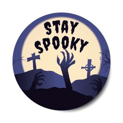 stay spooky graveyard moon zombies stickers, magnet