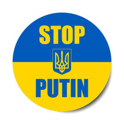 stop putin russian ukraine war ukrainian coat of arms flag stickers, magnet