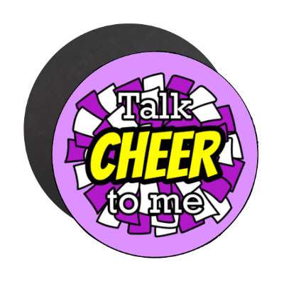 talk cheer to me purple pom pom stickers, magnet