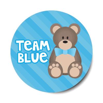 team blue stripes teddy bear with bowtie baby boy stickers, magnet