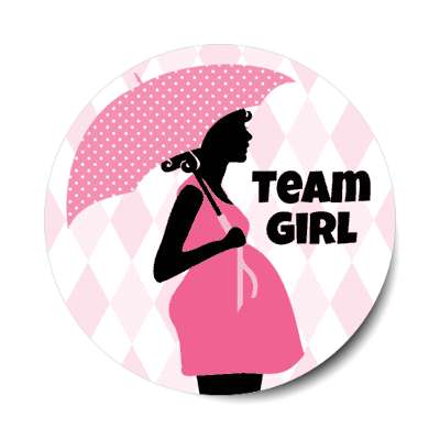 team girl pregnant woman silhouette umbrella pink diamond pattern stickers, magnet