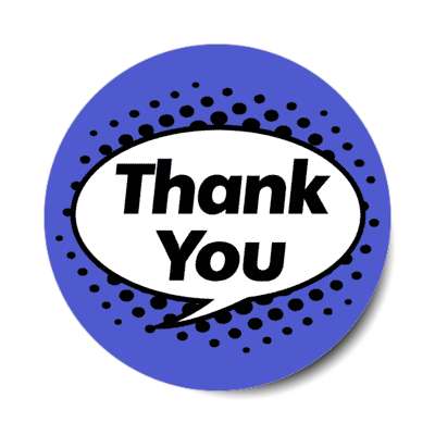 thank you cartoon bubble stylized blue stickers, magnet