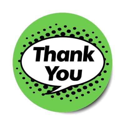 thank you cartoon bubble stylized green stickers, magnet