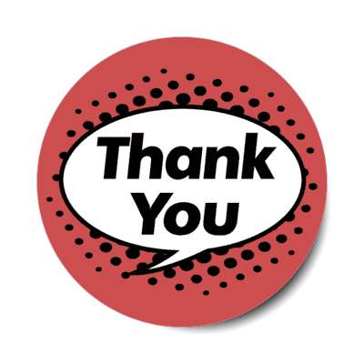 thank you cartoon bubble stylized red stickers, magnet