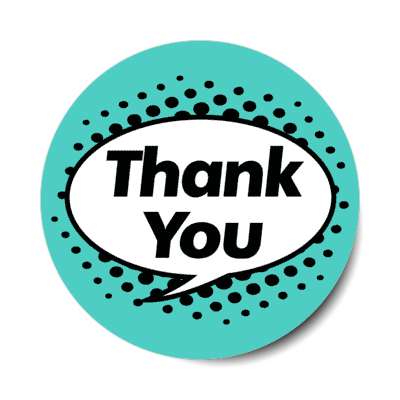 thank you cartoon bubble stylized teal stickers, magnet