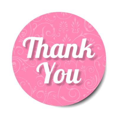 thank you cursive decorative patterns pink stickers, magnet