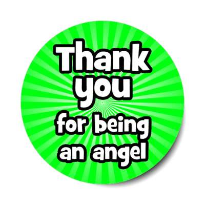 thank you for being an angel rays burst green stickers, magnet