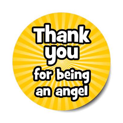 thank you for being an angel rays burst orange stickers, magnet