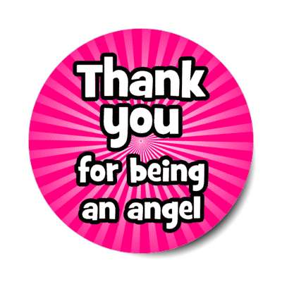 thank you for being an angel rays burst pink stickers, magnet