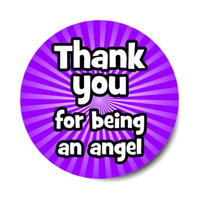 thank you for being an angel rays burst purple stickers, magnet