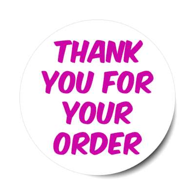 thank you for your order retail purple stickers, magnet