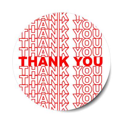 thank you repeated red shopping bag design retail stickers, magnet