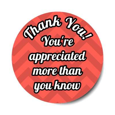 thank you youre appreciated more than you know cursive chevron light red stickers, magnet