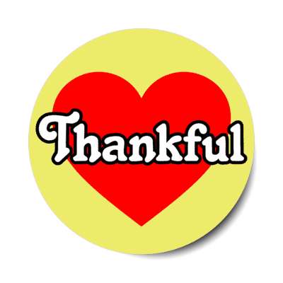 thankful red heart gratitude appreciation pale yellow stickers, magnet