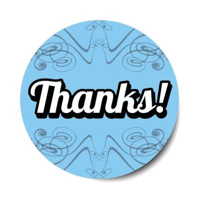 thanks cursive fancy decoration lines light blue stickers, magnet