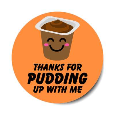 thanks for pudding up with me smile face pudding stickers, magnet