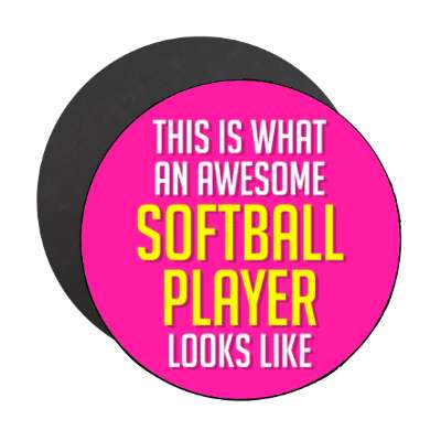 this is what an awesome softball player looks like stickers, magnet