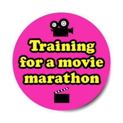 training for a movie marathon camera film clapper stickers, magnet