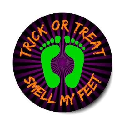 trick or treat smell my feet foot symbol stickers, magnet