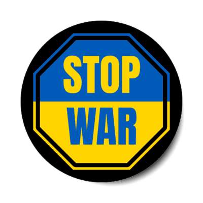 ukraine flag stop sign stop war black stickers, magnet