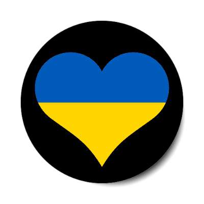 ukraine heart flag colors black support anti war stickers, magnet