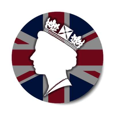 union jack flag queen elizabeth ii silhouette memorial stickers, magnet