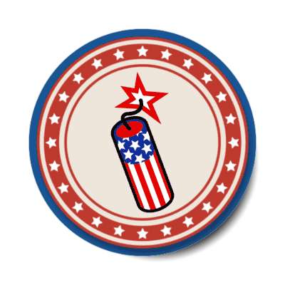us flag firecracker red star circle blue white stickers, magnet