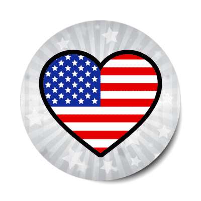 us flag heart grey stickers, magnet