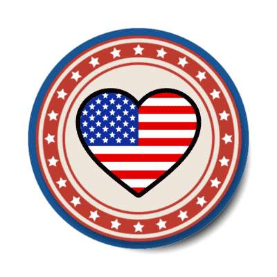 us flag heart red star circle blue white stickers, magnet