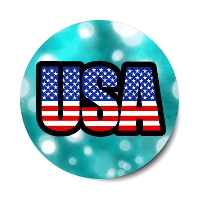 usa american flag words aqua bokeh stickers, magnet