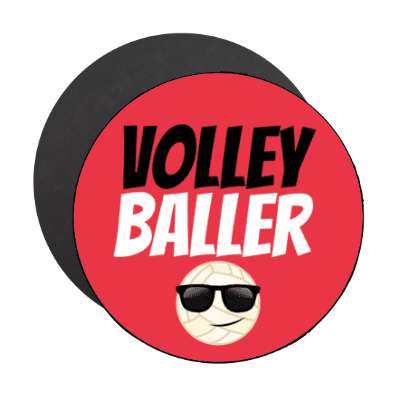 volley baller volleyball smile face smirk sunglasses stickers, magnet