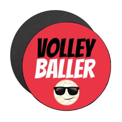 volley baller volleyball smiley smirk sunglasses stickers, magnet