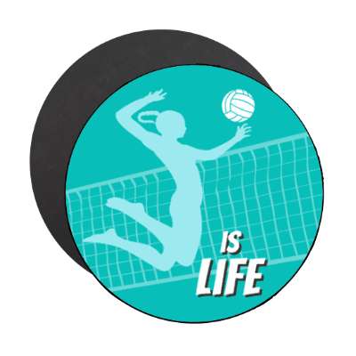 volleyball is life volleyball net player silhouette stickers, magnet