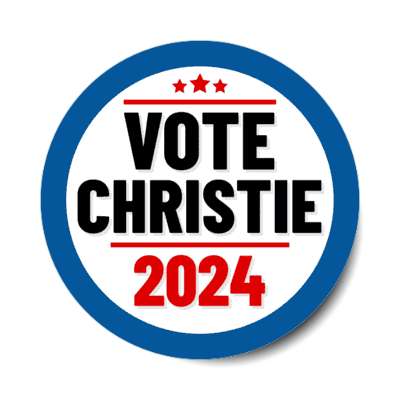 vote christie 2024 stars lines red white blue black bold chris christie stickers, magnet