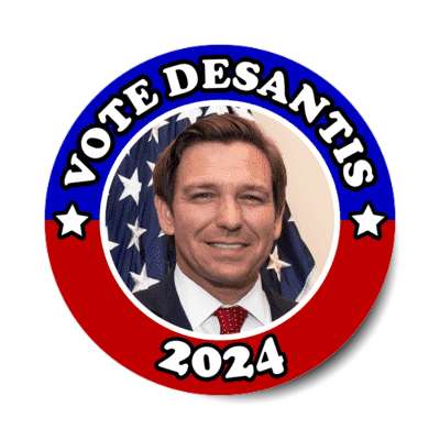 vote desantis 2024 red white blue face stickers, magnet