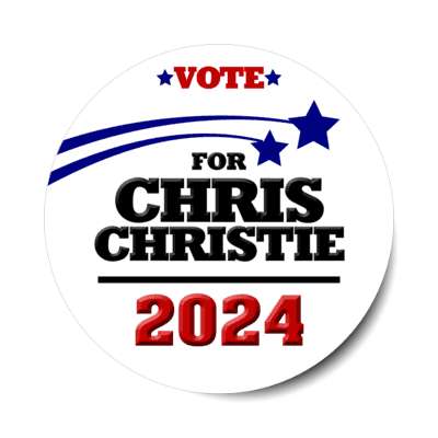 vote for chris christie 2024 gop shooting stars red white blue modern stickers, magnet