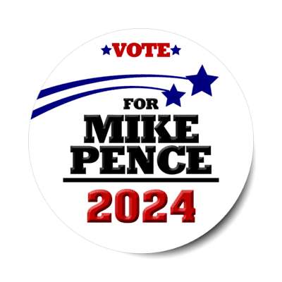 vote for mike pence 2024 gop shooting stars red white blue modern stickers, magnet