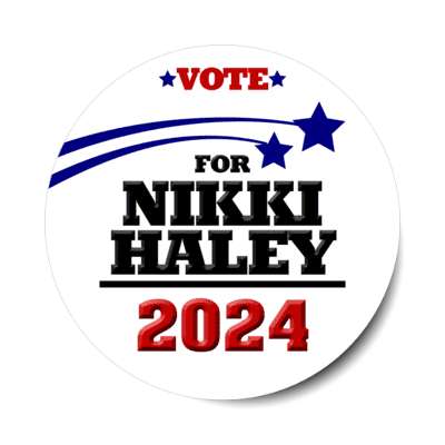 vote for nikki haley 2024 gop shooting stars red white blue modern stickers, magnet
