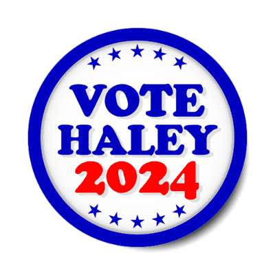 vote haley 2024 bold stars red white blue stickers, magnet