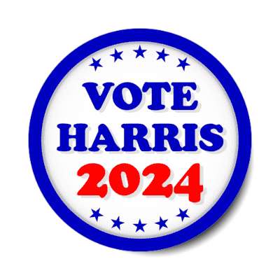 vote harris 2024 blue stars border stickers, magnet