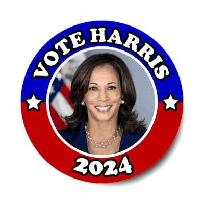 vote harris 2024 red white blue face stickers, magnet