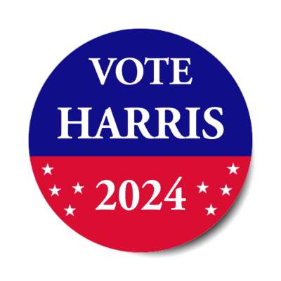 vote harris 2024 red white blue stars democrat stickers, magnet